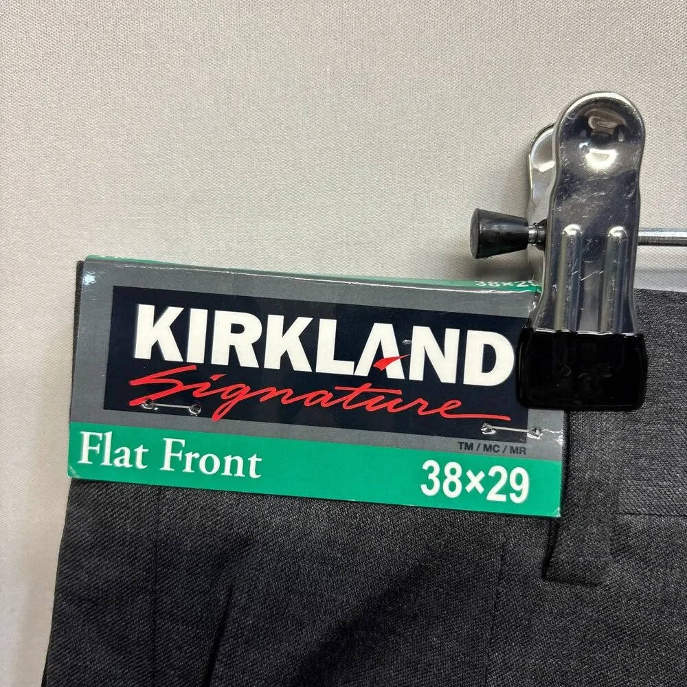 NWT Kirkland Signature Men 100% Wool Dress Pants Slack Size 38x29 Gray D119 -17